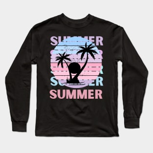 Hello summer Beach summertime Adventure travel lover palm tree sun Long Sleeve T-Shirt